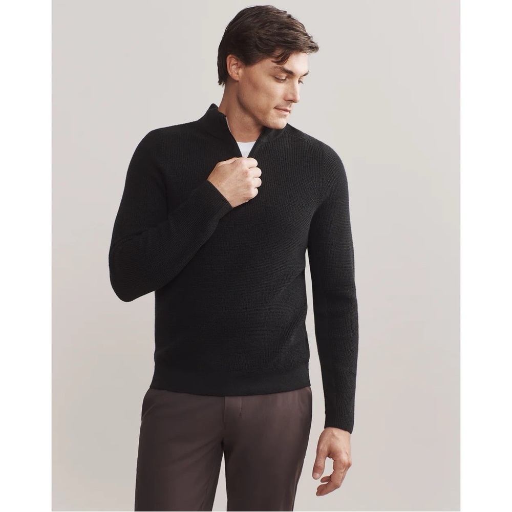 RHONE Black Quarter-Zip Knit Sweater